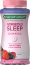 Nature's Bounty Optimal Solutions Gorgeous Sleep Melatonin 5mg Gummis mit Collagen, 60 Zähler, sortierte Obst-Flaschen, 30 Gesamt Servietten
