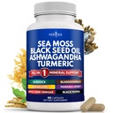 NEW AGE Sea Moss Black Seed Oil Ashwagandha Turmeric Bladderwrack Burdock - with Manuka, Honey Dandelion, ACV Black Pepper Gluten Free