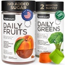 Super Fruit Super Greens Gummi für Erwachsene 120 Stück (2 Packung) - Tägliche Grüne Gemüse Gummi für Immunität Gesundheit, Energie, Nährstoffbilanz - 600 Mg Fruits Blend, 600 Mg Veggies Blend - Zuckerfrei