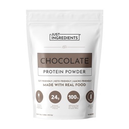 JUST INGREDIENTS Protein Powder | 15 Servings | 24g Protein | Cioccolato Flavor Made with 100% Grass-Fed, Non-Denatured Whey | Cinque diverse fonti di ingredienti alimentari integrali organici