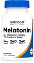 Nutricost Melatonin 5mg, 240 Tabletten - 5mg Per Serving, Non-GMO, Glutenfrei