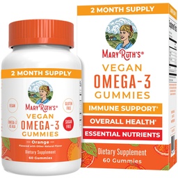 MaryRuth Organics Vegan Omega 3 Gummie für Erwachsene | 2 Monat Versorgung | Zucker kostenlose Ergänzung mit Vitamin C | Flaxseed Öl Immununterstützung | Gesamt Wellness | Kein Fisch Geschmack | 60 Zähler
