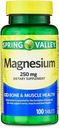Spring Valley Magnesium 250 mg - Integratore alimentare Bone & Muscle Health - 100 compresse