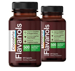 CocoaVia Cardio Health Supplement, 60 Tage, 500mg Cocoa Flavanols, Unterstützung Herzgesundheit, Boost Nitric Oxid, Blutzirkulation, Energie, Vegan, Dunkle Schokolade, 120 Kapseln