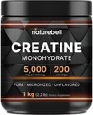NatureBell Creatine Monohydrat Pulver 1000g, 5.000mg pro Servierung, 200 Servierungen (2.2 lb) | Micronized, Pure & Unflavored | Pre-Workout Muskelunterstützung* | Keto, Vegan, Filler-Free