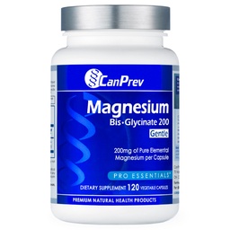 CanPrev Magnesium Bis-Glycinate Gentle 200mg, 120 V-Caps 120-Tage-Versorgung - Pure Elemental Magnesium Supplement, unterstützt Knochen und Muskelfunktion, Sanft auf Stomach, Perfekt für tägliche Magnesiumbedarf