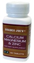 Trader Joe's Calcium Magnésium & Zinc, 60 comprimés
