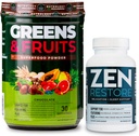Nutrology Greens & Fruits Powder-Naturally Sourced Superfood, Schokolade (30 Portionen) Zen Natural Magnesium Supplement (30 Portionen)