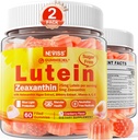 2 Pack Lutein und Zeaxanthin ergänzt Gummie (25mg) Vitamine A, C, E, Bilberry, Astaxanthin - Kokosöl für bessere Absorption - für Erwachsene & Teens Vision, Auge, Gehirn, Haut - Vegan, Sugar Free