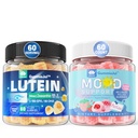 Zuckerfrei Lutein 20mg Zeaxanthin gefüllte Gummis + Natürliche beruhigte Gummis für Erwachsene mit Ashwagandha und Vegan Omega 3