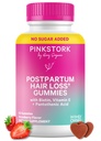 Pink Stork Postpartum Hair Loss Gummis | Biotin, Pantothensäure, Vitamin E, B6, B12 | postnatales Haarwachstum + Regrowth Support | Stillen-Friendly | Postpartum Essentials | 60 Gummies