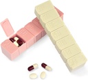 Pill Organizer-Pill Boxen für Reisen, 7 Tage mit Braille Pille Fall Vitamine Fish Oil Supplements, Medication Organizer Spender für Fischöle, Vitamin Holder Supplement (Pink+Beige)