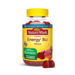 Nature Made Energy B12 1000 mcg, Nahrungsergänzungsmittel für Energie-Mebolismus-Unterstützung, 80 Gummi, 40 Tage Versorgung Verpackung kann variieren