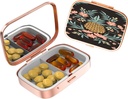 Süße kleine Pille Fall für Taschen & Geldbörsen,Elegante Pille Box macht ein großes Geschenk,2 Compartment Reisemedizin Organizer speichert Progesterone, Kapsel Pillen, Ibuprofen, Vitamins-Rose Gold2