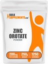 BulkSupplements.com Zink-Orotat-Pulver - Zink-Mineralien-Ergänzung, für Immununterstützung - Glutenfrei, 200mg pro Servierung, 250g (8.8 oz) (Pack von 1)