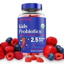 LOVEBUG Kids Probiotic Gummies – Organic Chewable Probiotics for Kids Aged 4+, Bodenbasierte Kinder Probiotic for Gut Health,Constipation, Verdauungs- und Immununterstützung, Vegan, 60 Chews, Erdbeere