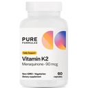 PureFormulas Vitamin K2 MK7 (Menaquinone-7)| Hohe Potenz 90mcg | 60 vegetarische Kapseln | Knochen & Herz-Kreislauf-Unterstützung | Soy-Free, Non-GMO, 60 Tage Versorgung