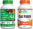 Botanische Wahl Mega Fruits and Veggies Blend (60 Kapseln) + Oat Fiber (90 Tabletten) Bundle - Energy Balance & Superfood Supplement + Digestive Health Support