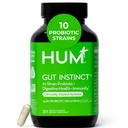 HUM Gut Instinct Daily Probiotics for Women and Men, Digestive Health, Lactobacillus, Bifidobacterium Strains for Immune Support, Probiotic Supplement for Healthy Gut Diversity, 30 Capsules