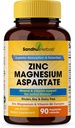 SANDHUHERBALS Zink Magnesium Aspartate Supplement 90 Kapseln| mit Vitamin B6 & Zink | Hohe Absorption, Schlaf und Immununterstützung | für Männer & Frauen