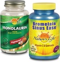 Nature's Life Monolaurin & Bromelain Sinus Ease Bundle | Healthy Immune Function & Respiratory Support | 90ct, 100ct