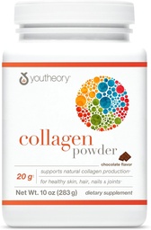 Youtheory Collagen Powder - mit Aminosäuren, Mineralien, Vitamin C & B7 (Biotin) - Unterstützt gesunde Knochen, Muskeln, Haar, Nägel, Haut und Gelenke* - hydrolysiert - Schokolade - 10 oz (12 Servierungen)