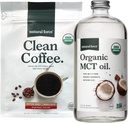 Natural Force Organic Clean Coffee + Organic MCT Oil Bundle – 100% reine Kokosnuss MCT & Mold & Mycotoxin Free Coffee – Non-GMO, Keto, Paleo und Vegan - 12 Oz Bag und 32 Oz Glasflasche