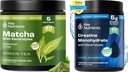 KEY NUTRIENTS Matcha Powder & Creatine Monohydrat Bundle – Unsweetened Matcha Green Tea (20 Servierungen) + Micronized Creatine Powder Supplement (60 Servierungen) – Boost Energy, Focus & Performance