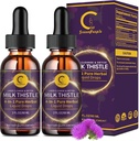 (2 Pack) Gocce di liquido di cardo del latte per la pulizia del fegato Detox & Repair, Integratore di cardo del latte con radice di dadelion, Artichoke & Turmeric per il supporto del fegato e la salute immunitaria, Vegan, Non-GMO, 4 FL OZ