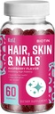 KelZ Biotin Haar, Haut und Nägel Ergänzung Gummi, Himbeer Geschmack, 60 Graf (Pack von 1)