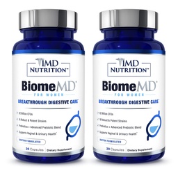 1MD Nutrition BiomeMD Probiotics for Women - 62 Billion CFUs, 16 Strains with Prebiotics | Unterstützt Vaginal & Urinary Health - Doctor-Formuliert | 30 Kapseln (2-Pack)