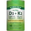 La vérité de la nature Complexe de vitamine K2 MK7 100 mcg de 50 softgels avec supplément sans OGM et sans gluten