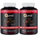Qunol Ultra CoQ10 100mg, 3x Bessere Absorption, patentiertes Wasser und Fett lösliche natürliche Ergänzung Form von Coenzym Q10, Antioxidans für Herzgesundheit, 240 Count Softgels