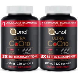 Qunol Ultra CoQ10 100mg, 3x Bessere Absorption, patentiertes Wasser und Fett lösliche natürliche Ergänzung Form von Coenzym Q10, Antioxidans für Herzgesundheit, 240 Count Softgels