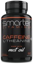 SmarterVitamine 200mg Koffein Pillen - MCT Öl aus 100% Kokosnüssen + 100mg L-Theanin, Energie und Fokus, Extended Release Capsule, 50 Liquid Softgels
