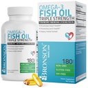 Bronson Omega 3 Fish Oil Triple Strength 2720 mg, High EPA 1250 mg DHA 488 mg, Non-GMO Heavy Metal Getestet, 180 Softgels