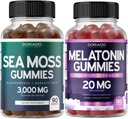 Irish Sea Moss (90 Gummi) Raw Seamoss für Schilddrüse, Energie, & Immununterstützung und Melatonin für Erwachsene (180 Count) Quick Dissolve Melatonin High Potency - Mixed Berry Flavor - Vegan Safe & Made in US