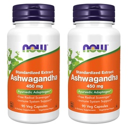 JETZT Lebensmittel Ashwagandha Extrakt 450mg, 90 VCaps (Pack von 2)