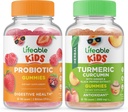 Lifeable Probiotic 2 Billion CFU Kinder + Kurkuma Kinder, Gummi Bundle - Große Verkostung, Vitamin-Ergänzung, Glutenfrei, GMO frei, Kaugummi