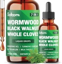Satoomi 7in1 Wormwood Liquid Drops mit Schwarz Walnuss, Ganze Tücher, Berberin, Milchdistel, Bitter Melon und Kurkuma - 60ml für 60 Tage