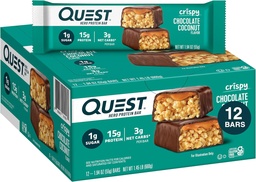 Quest Nutrition Crispy Chocolate Coconut Hero Protein Bar, 15g Protein, 1g Zucker, 3g Net Carbs, Gluten Free Protein Snack, Keto Friendly, 12 Count
