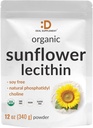 Organisches Sonnenblumen-Lecithin-Pulver, 12oz – Sojafrei, Pflanzenbasiert, natürlich Occurring Phosphatidyl Choline – Lactation Supplement für Damen – Non-GMO