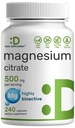 DEAL SUPPLEMENT Magnesium Citrat 500mg, 240 Kapseln | Leicht absorbiert, gereinigt Trace Mineral – Muskel-, Herz- und Verdauungsunterstützung – Ein Tag, Non-GMO