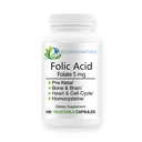 Folic Acid Folate 5mg (B9) Prenatal, Reproductive Health, Homocystein, Metabolismus, Herz-Kreislauf, Knochen, Immununterstützung, Allergenfrei, Non GMO - 100 Vegan Kapseln