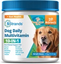 5Strands Dog Multivitamin Chews, 10-in-1, Vitamine & Postbiotics, All Ages & Breeds - Verdauung, Gehirn, Organe, Herz, Mobilität, Vision, Haut & Coat, Immunität - Hundeergänzung (Peanut Butter, 90ct)