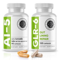 Intestinal Fortitude AI-5 & GLR-6 Verdauungsergänzungsmittel Bundle w/Glutamin, Turmeric, Curcumin für Gut Health Capsule Supplement & Support Digestive Health, Non-GMO, Dairy Free - 30-tägige Versorgung