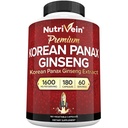 Nutrivein Korean Red Panax Ginseng 1600mg – Extra Strength Formula – 180 Kapseln – Boost Energy, Mental Focus & Immune Health Natürlich