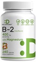 DEAL SUPPLEMENT Vitamin B2 400mg (Riboflavin) | mit Magnesium Glycinat 400mg, 240 Kapseln – 2 in 1 Unterstützung Gesundes Nervensystem, Stimmung, Blut & Energieproduktion, Non-GMO