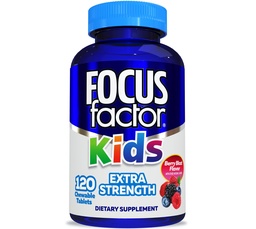 Fokus Faktor Kinder Extra Stärke Tägliche Kaubare für Gehirngesundheit Unterstützung, 120 Count – Vitamine - Qualitätsformel – Gluten & Molke kostenlose Ergänzungen für Kinder – Keine künstliche Süßungsmittel