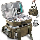 ARCFOX Medizin Aufbewahrungstasche mit Schloss, Vintage Canvas Große Säule Flasche Organizer für Männer, Double Layers Medication Storage mit tragbaren Reisetasche Schulterriemen Griffe, Army Green